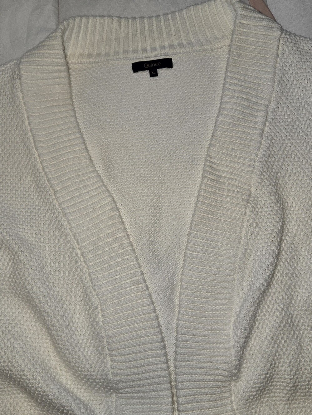 Quince Ivory Organic Cotton Waffle Stitch Open Cardigan - Picture 8 of 11